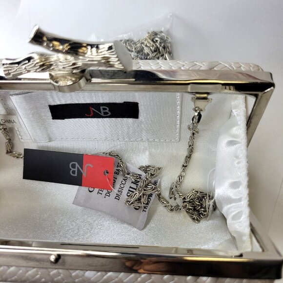 Elegant White Cream Evening Clutch Purse Cocktail Purse Wedding Evening Purse - Picture 9 of 12